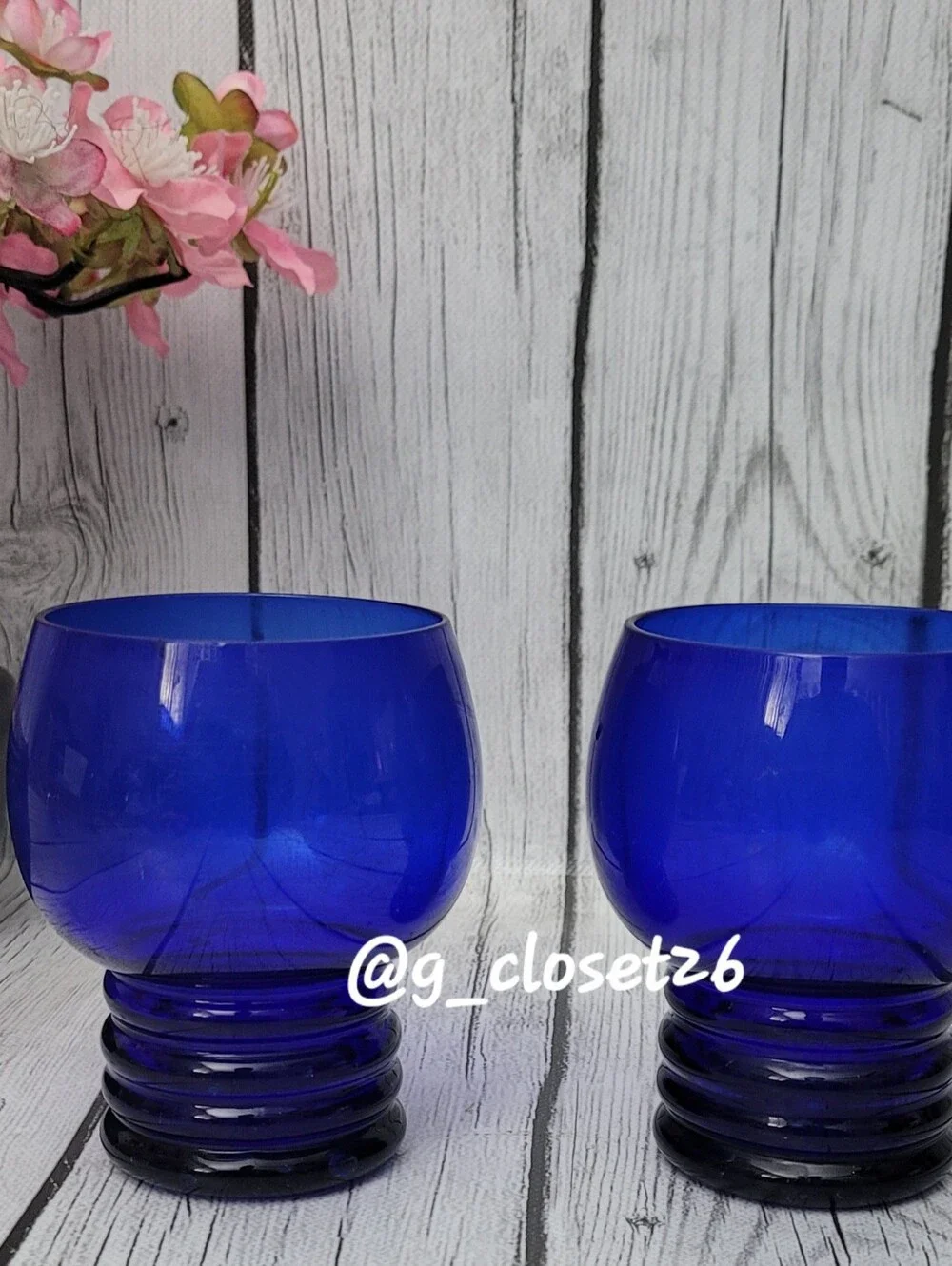 Vintage 10 Oz Flat Tumbler Shaeffer Cobalt Blue - Set of 2